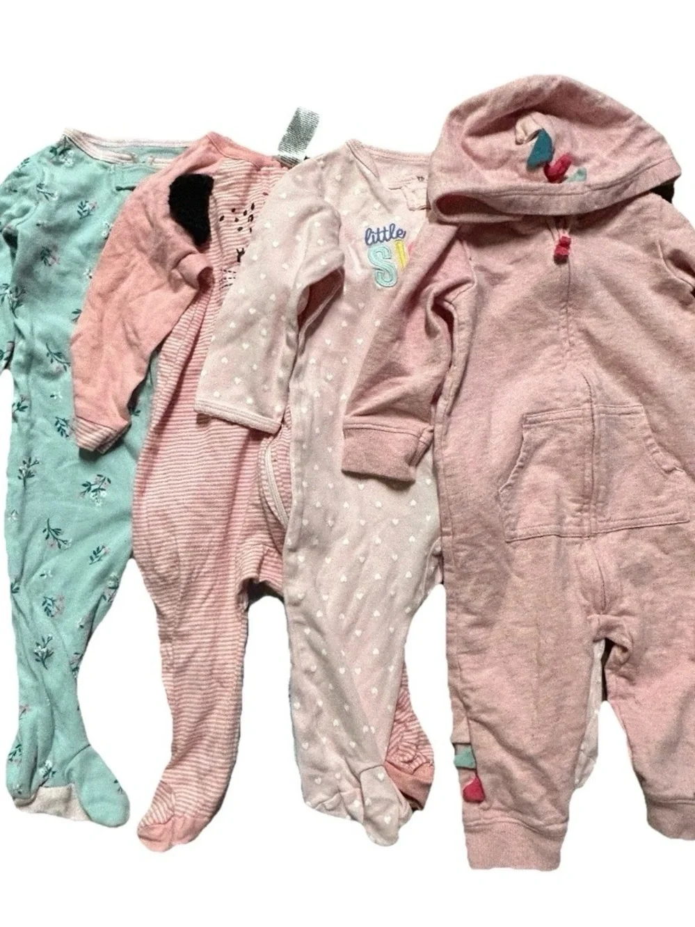 Baby Girl Footie Pajamas Little Sister Pink Bunny Size 6-9 Months